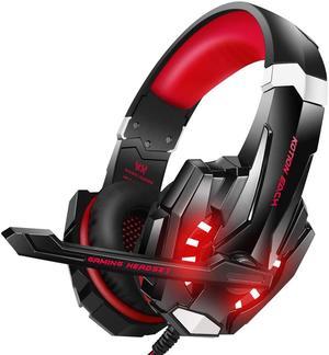 G9000 Stereo Gaming Headset for PS4 PC Xbox One PS5 Controller Noise Cancelling Over Ear Headphones with Mic LED Light Bass Surround Soft Memory Earmuffs for Laptop Mac Nintendo NES Games