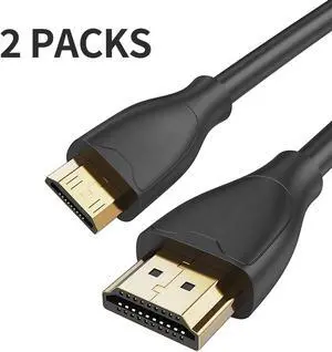 Ruixi 2 Packs High-Speed Mini HDMI to HDMI Cable 3 Feet, HDMI to Mini HDMI 4K Ready (Black 2 Packs)