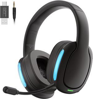 Q3 Black Wireless Gaming Headset, 2.4GHz Wireless Headset for PC, PS4/PS5, Nintendo Switch, LongBattery Up to 30h, 7.1 Surround Sound, Detachable Microphone, 3.5mm Wired Jack for