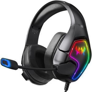 G3000 Gaming Headset for PS5 PS4 Xbox One Controller,Bass Surround Noise Cancelling Mic, Over Ear Headphones with LED Lights