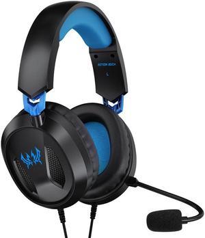 G3100 Blue Gaming Headset for PS5 PS4 Xbox One Controller,Bass Surround Noise Cancelling Mic, Over Ear Headphones with LED Lights