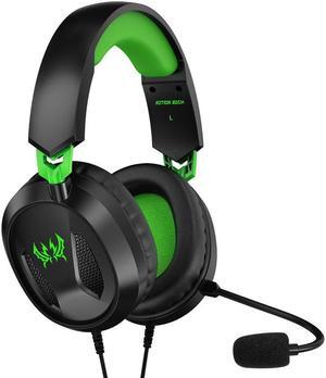 G3100 Green Gaming Headset for PS5 PS4 Xbox One Controller,Bass Surround Noise Cancelling Mic, Over Ear Headphones with LED Lights