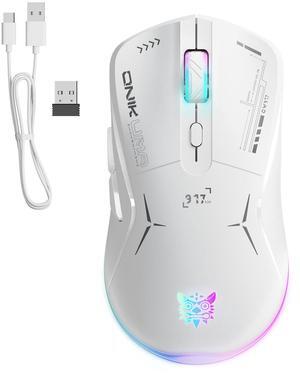 Wired/Wireless White Dual Mode Gaming Mouse, PC Computer  Mice USB Mouse with Cycle Light Effect, RGB Modes, 5 Adjustable D Up to 4800, Lightweight  Ergonomic Optical Mouse  for Windows PC Laptop Game