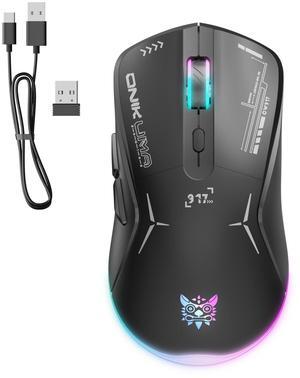 Wired/Wireless  Dual Mode Gaming Mouse, PC Computer  Mice USB Mouse with Cycle Light Effect, RGB Modes, 5 Adjustable D Up to 4800, Lightweight  for Windows PC Laptop Game Black