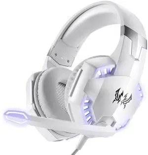 G2000 White Stereo Gaming Headset 3.5mm Wired Deep Bass Computer Game Headphones Earphone with LED Light For PC Laptop PS4