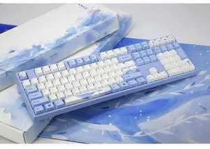 VA108M Sea Melody Full Size Gaming Mechanical Keyboard Cherry MX Red Switch Dye Sub PBT Keycaps NKRO Detachable USB Wired Blue and White VA108M Sea Melody Full Size Gaming Mechanical Keyboard Cherry MX Red Switch Dye Sub PBT Keycaps NKRO Detachable USB Wired Blue and White