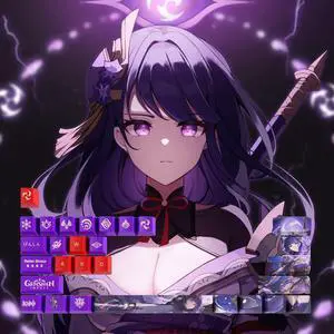 Genshin Impact Themed Keycaps Raiden Shogun PBT heat-sublimation keycaps 29 keys OEM high degree