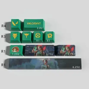 VALORANT Themed Keycaps Skye PBT heat-sublimation keycaps 10 keys OEM high degree