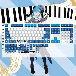 Vtuber Two-dimensional Hoshimachi Suisei PBT heat-sublimation keycaps 132 key set Cherry Height