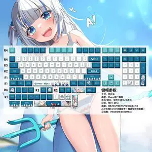 Vtuber Two-dimensional Gawr Gura PBT heat-sublimation keycaps 132 key set Cherry Height