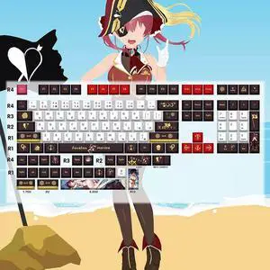 Vtuber Two-dimensional Houshou Marine PBT heat-sublimation keycaps 132 key set Cherry Height