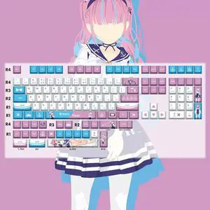 Vtuber Two-dimensional Minato Aqua PBT heat-sublimation keycaps 132 key set Cherry Height