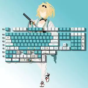 Vtuber Two-dimensional Kazama Iroha PBT heat-sublimation keycaps 132 key set Cherry Height