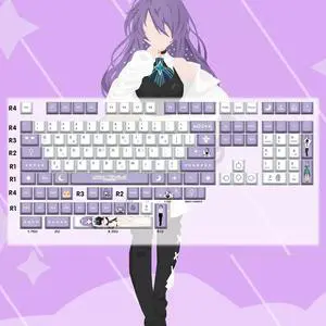 Vtuber Two-dimensional Moona Hoshinova PBT heat-sublimation keycaps 132 key set Cherry Height