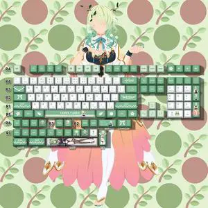 Vtuber Two-dimensional Ceres Fauna PBT heat-sublimation keycaps 132 key set Cherry Height