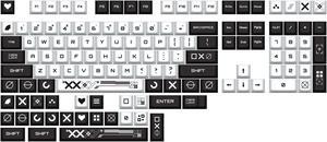 Two-dimensional Mechanical Keyboard Keycaps Black and white print PBT heat-sublimation keycaps 132 key set Cherry Height