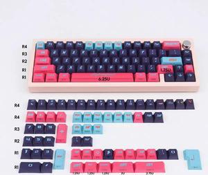 Mechanical Keyboard Keycaps Cyberpunk side translucent PBT heat-sublimation keycaps 130 key set Cherry Height