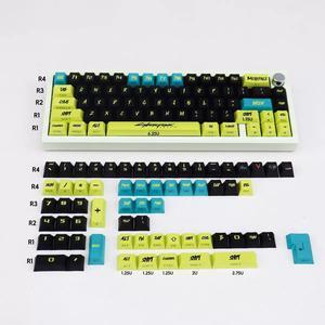 Mechanical Keyboard Keycaps Cyberpunk side translucent PBT heat-sublimation keycaps 130 key set Cherry Height