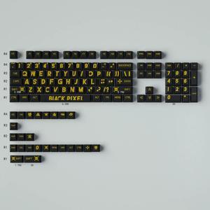 Mechanical Keyboard Keycaps black gold PBT heat-sublimation keycaps 129 key set Cherry Height