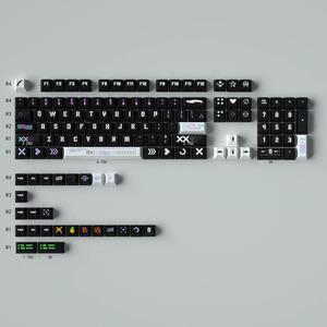 Mechanical Keyboard Keycaps Black and white print PBT heat-sublimation keycaps 129 key set Cherry Height