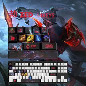 League of Legends keycap Zed PBT heat-sublimation keycaps 14key OEM Height