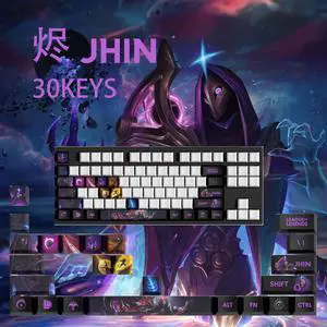 League of Legends keycap Khada Jhin PBT heat-sublimation keycaps 30key OEM Height