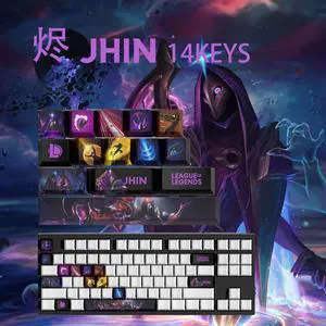League of Legends keycap Khada Jhin PBT heat-sublimation keycaps 14key OEM Height