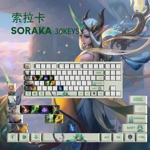 League of Legends keycap Soraka PBT heat-sublimation keycaps 30key OEM Height