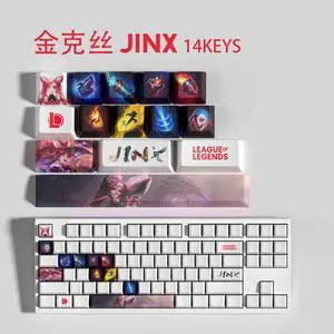 League of Legends keycap Jinx PBT heat-sublimation keycaps 14key OEM Height