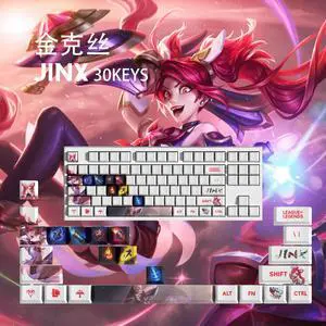 League of Legends keycap Jinx PBT heat-sublimation keycaps 30key OEM Height