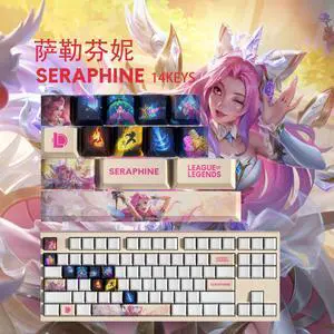 League of Legends keycap Seraphine PBT heat-sublimation keycaps 14key OEM Height