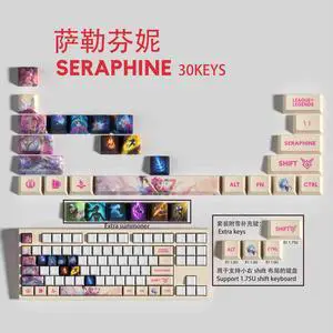League of Legends keycap Seraphine PBT heat-sublimation keycaps 30key OEM Height