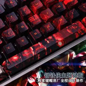 marvel universe Iron ManLight tight PBT heat-sublimation keycaps 108key Cherry Height
