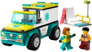 international version city Series 60403 Emergency Ambulance and Snowboarder Number of parts 79 Suitable for age 4+ toy building blocks