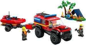 international version city Series 60412 4x4 Fire Truck with Rescue Boat Number of parts 301 Suitable for age 5+ toy building blocks
