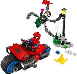 international version marvel Series 76275 Motorcycle Chase: Spider-Man vs. Doc Ock Number of parts 77 Suitable for age 6+ toy building blocks