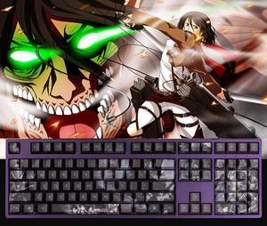 Attack of the giants PBT heat sublimation key caps binary anime zombie giant dark style black purple goth