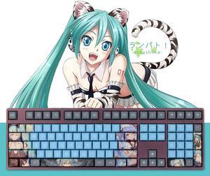 Hatsune Miku heat sublimation keycaps Miku princess highness second peripheral emerald green personalized mechanical keyboard XDA