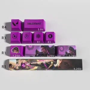 VALORANT Themed Keycaps Reyna PBT heat-sublimation keycaps 10 keys OEM high degree