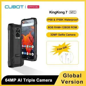 Rugged IP68 IP69K Waterproof Celular Cubot KingKong 7 8GB+128GB 64MP Triple Camera 6.36" FHD+ Screen 5000mAh NFC Android 11