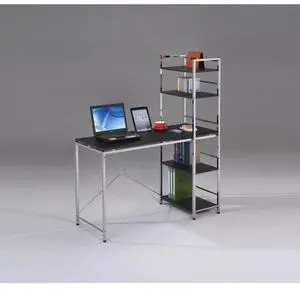 taoruifang Elvis Black & Chrome Finish Writing Desk W/Shelves