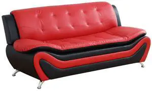 taoruifang Black-Red  Faux Leather Sofa 3-Seater Sofa Living Room Sofa