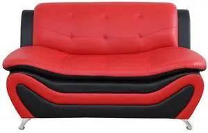 taoruifang Black & Red Faux Leather Loveseat Living Room Sofa 2 Seater Couch with Metal Legs for Living Room/Bedroom/Office