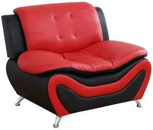 taoruifang Black & Red Faux Leather 1 Seat Living Room Sofa Reading Accent Chairs, Single Sofa Chair with Metal Legs for Living Room/Office/Bedroom