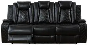 taoruifang Black Breathing Leather Living Room Sectional Recliner Sofa 3 Seat Couches