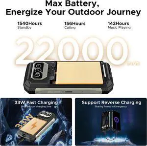 sluting DOOGEE V Max S (2025) 5G Unlocked Rugged Phone,Dual Camping Lights,22000mAh Battery,Android 14,24GB+256GB/TF 2TB Rugged Smartphone,108MP+16MP,6.58FHD+120Hz IPS Screen,Dual Unlock/NFC/WiFi6