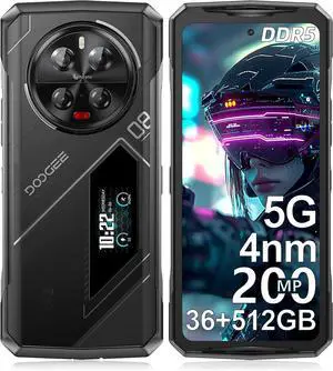 sluting DOOGEE V40 Pro 5G Rugged Smartphone Unlocked with 1.47" Rear Screen,36GB+512GB/TF 2TB Android 14 Rugged Phone,8680 mAh Battery,200MP+32MP,6.78" FHD+ 120Hz IPS Screen,3 Card Slots/Dual Unlock