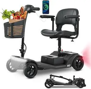 taoruifang 20-Mile Portable Electric Scooter w/LED Lights, Folding Design & Adjustable Tiller - Black