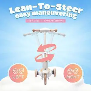 taoruifang 2 in1 Kids Ride On Three-Wheel Balance Electric Scooter,Toy for kids,Tail Color Lights W/Spray,Wider Pedal,PU Wheels For Effective Floor Protection,Independent Light Switch With Music white