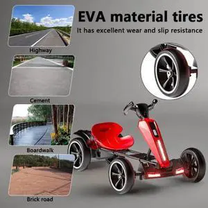 taoruifang 12V electric Kids Pedal Go Kart, Folder Go Kart, Outdoor Ride on Toy with Adjustable Seat, 4 Non-Slip EVA Wheels for Boys and Girls Aged 3-8 Years Old
